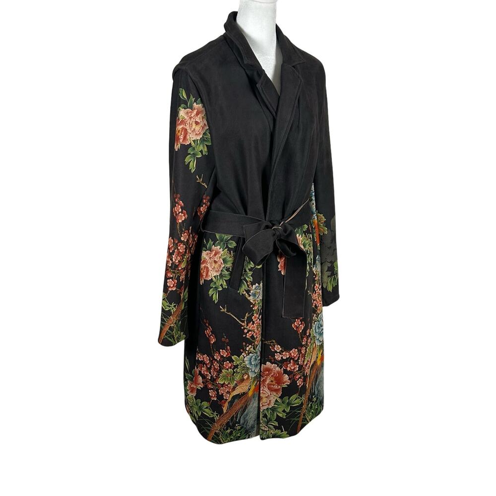 Solitaire Anthropologie Women Faux Suede Floral Long Sleeve Jacket Size Large